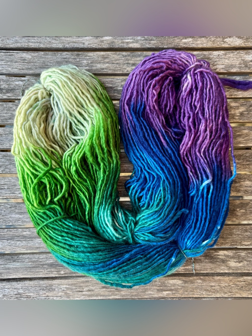 Hand-Dyed Gradient Yarn - Green, Teal & Purple Ombre